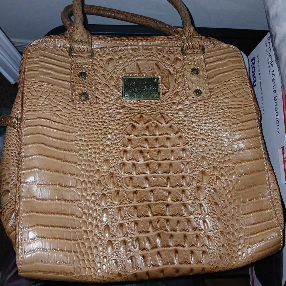 Marc Fisher Elegant Tan Crocodile-Embossed Purse